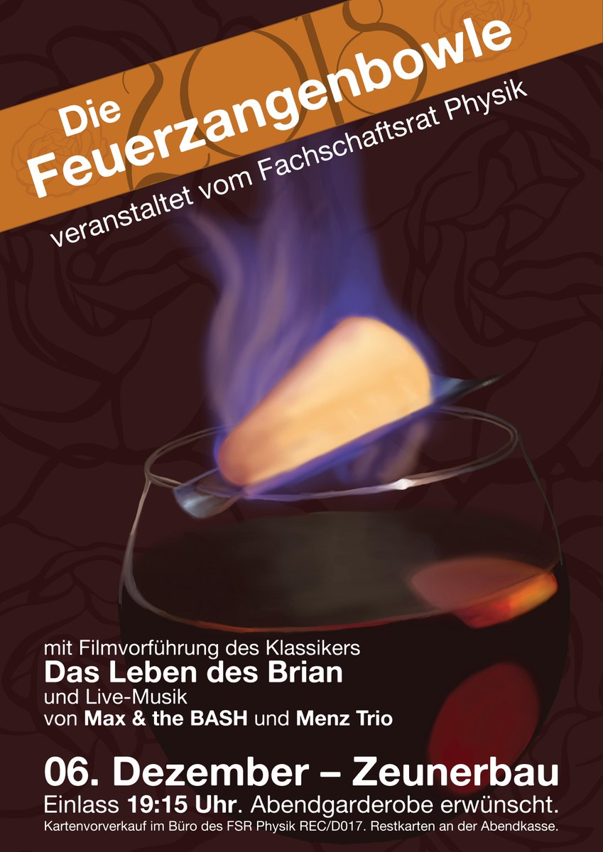 Der Vorverkauf für die alljährliche Feuerzangenbowle ist eröffnet! Tickets könnt ihr bei uns im Büro erwerben und wer sich den Eintritt sparen möchte ist als Helfer sehr willkommen :)
