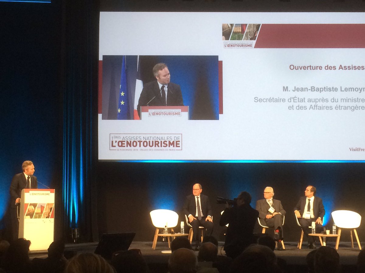 atout_france's tweet photo. #AssisesOenotourisme - @JBLemoyne ouvre ce matin les 1res Assises nationales de l’Oenotourisme, organisées par @atout_france, qui réunissent plus de 800 professionnels des filières viticoles et touristiques au Palais des Congrès de Paris https://t.co/lMcBaIDKed