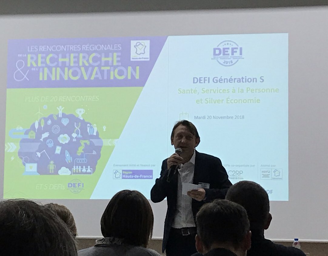 Rencontres de la Recherche et de l’Innovation en <a href="/hautsdefrance/">Région Hauts-de-France</a> DEFI de Génération S : Santé, Services à la Personne et Silver Économie avec @innovationHDF <a href="/jinnove/">Asso. AMI Innovation</a> et @CLUBSTER_SANTE  Introduction <a href="/FabienWillem/">Fabien WILLEM</a> Thème commun : le management de l’innovation.