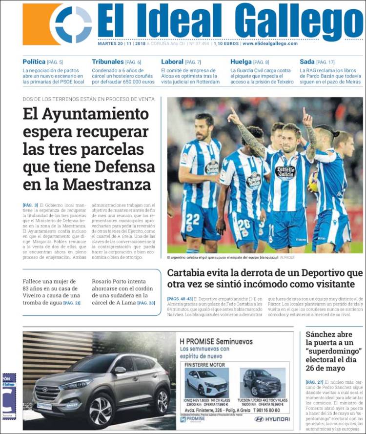 corunaminuto's tweet photo. Portadas dos principais #diarios da #Coruña para este 20/11/18. https://t.co/65OAGtetE6