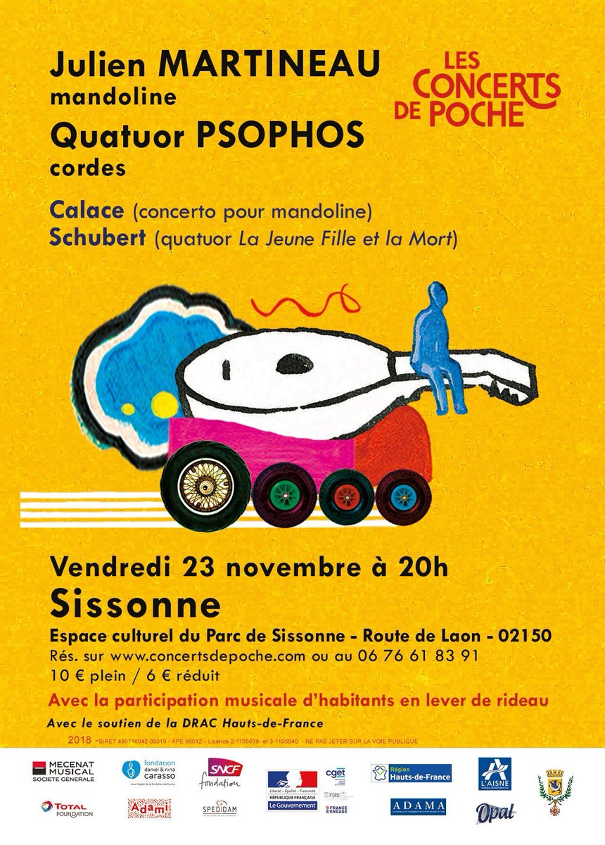 QuatuorPsophos's tweet image. Retrouvez-nous ce vendredi pour un #concert de poche avec le mandoliniste @jmartineauFR à Sissonne ! Au programme #Calace et #Schubert #quatuor #quartet @ConcertsdePoche
