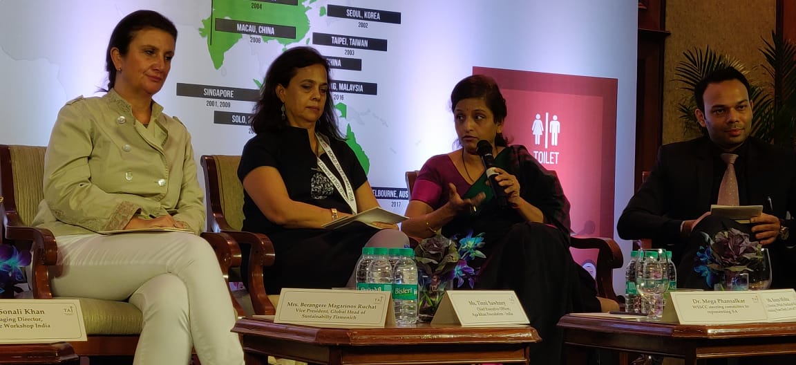 Linking sanitation with sustainablity is the real need of the hour. Women have to come up the ladder and be the part of the decision making strategy for sanitation soultions, says Megha Phansalkar, WSSCC. #WTS2018