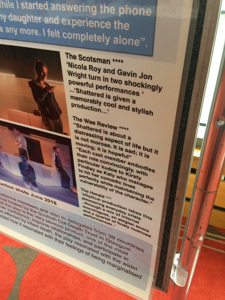 rjpeaky's tweet photo. Two worlds colliding. A @theweereview of Shattered (not one of mine) on a poster display at Voluntary Health Scotland #GetThePic18 conference! https://t.co/yQpL5gw2lv