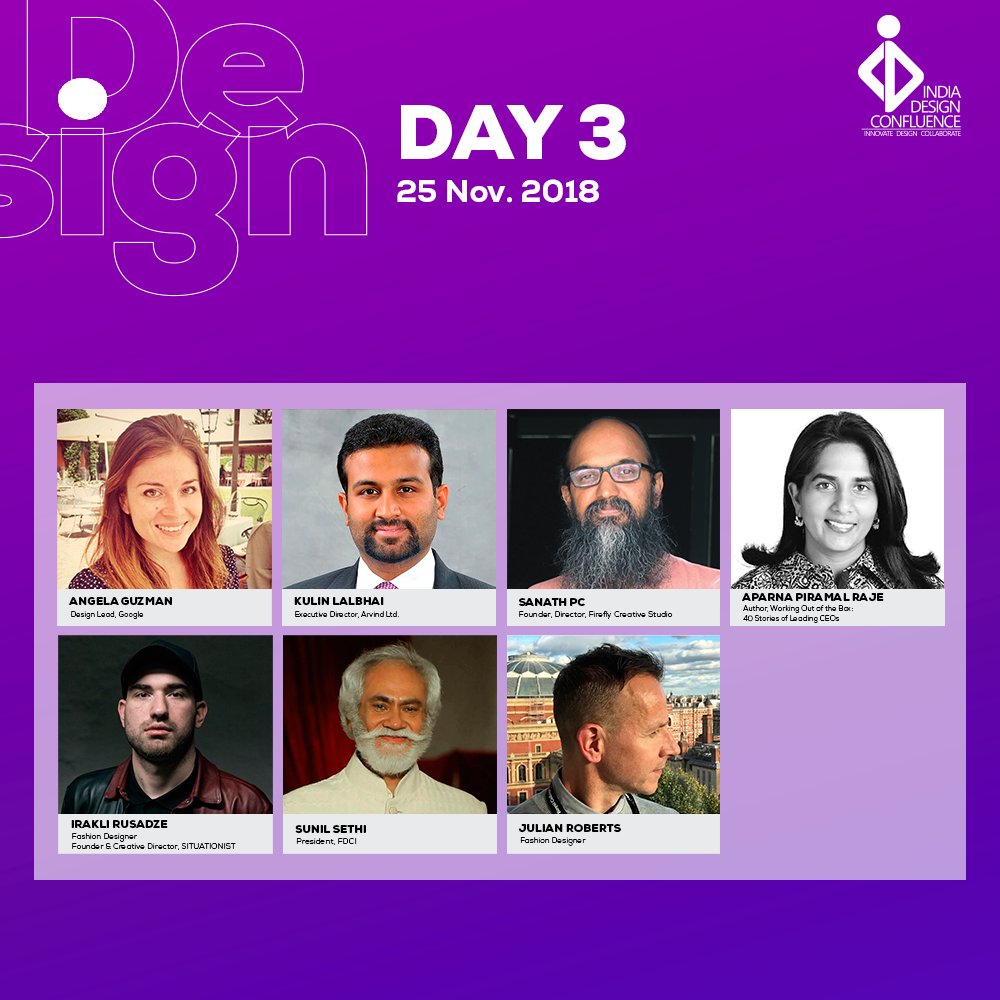 AhmDesignWeek's tweet photo. Meet the Speakers of #IndiaDesignConfluence on Day-3, 25th Nov. 2018
Don't miss the design action... Hurry, 3 days left!! RESERVE your Seat today. @ https://t.co/npHXUHc6oJ
#IDC #Design #DesignFestival https://t.co/0woSjyVGeY