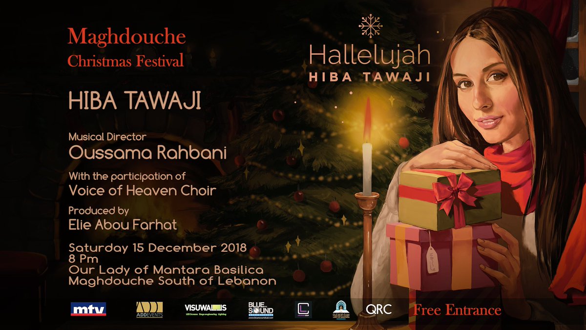 Hiba Tawaji 💫 on Twitter: "Hallelujah - Christmas concert🎄 15 December at 8PM Our Lady of Mantara Basilica Maghdouche #Lebanon 🕯 Free entrance ...