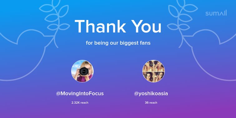 IraGebler's tweet photo. Our biggest fans this week: @MovingIntoFocus, @yoshikoasia. Thank you! via https://t.co/klXN7Stj4o https://t.co/vqIK2LfAtH