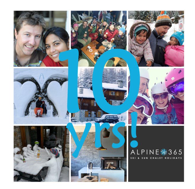 Alpine365ski's tweet photo. We're delighted to announce that it's our 10th anniversary! This week 10 years ago, we arrived in #LesCoches. We'll be celebrating with a fabulous #skichalet competition - coming soon! #LaPlagne #Montchavin #10yrsofAlpine365   https://t.co/ibaX4okcSn https://t.co/nOyHCTEWmM