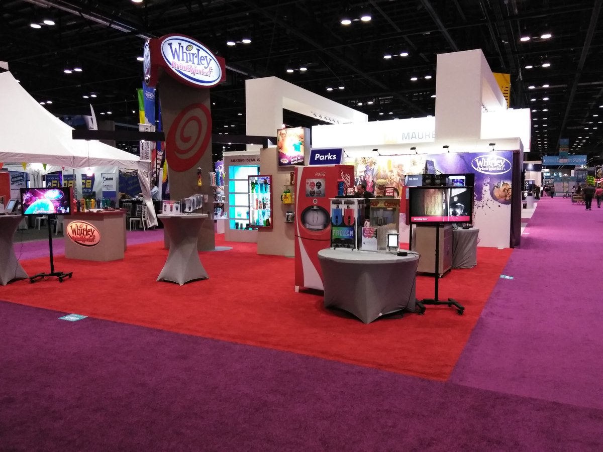ValidFill's tweet photo. We were excited to be front and center this year at @IAAPAHQ! The calm before the storm of thousands of attendees entered the booth! What a great show! See you next year IAAPA! @ValidFill @WhirleyDW #ValidFill #ControlledPourTechnology #RFID #CustomSouvenirDrinkware https://t.co/AttmHncKPU