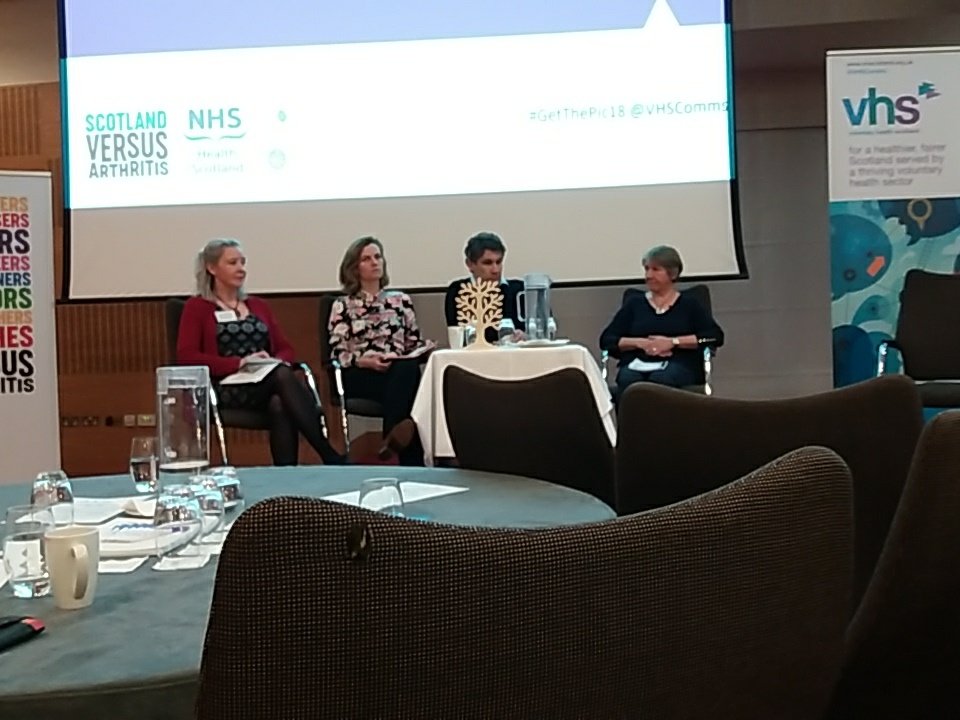 HSScotDirector's tweet photo. Panel session. How can we create improved health & wellbeing through cultural experiences? #GetThePic18 @VHSComms https://t.co/t02idFuIDt