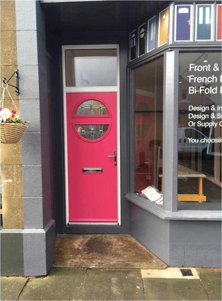 virtuosodoors's tweet photo. SPOTTED: Bright pink Garda C2 on a new showroom for The Brunstane Group in Edinburgh opening soon - what an entrance! #CraftedPrecision https://t.co/rsyYFkCJOu