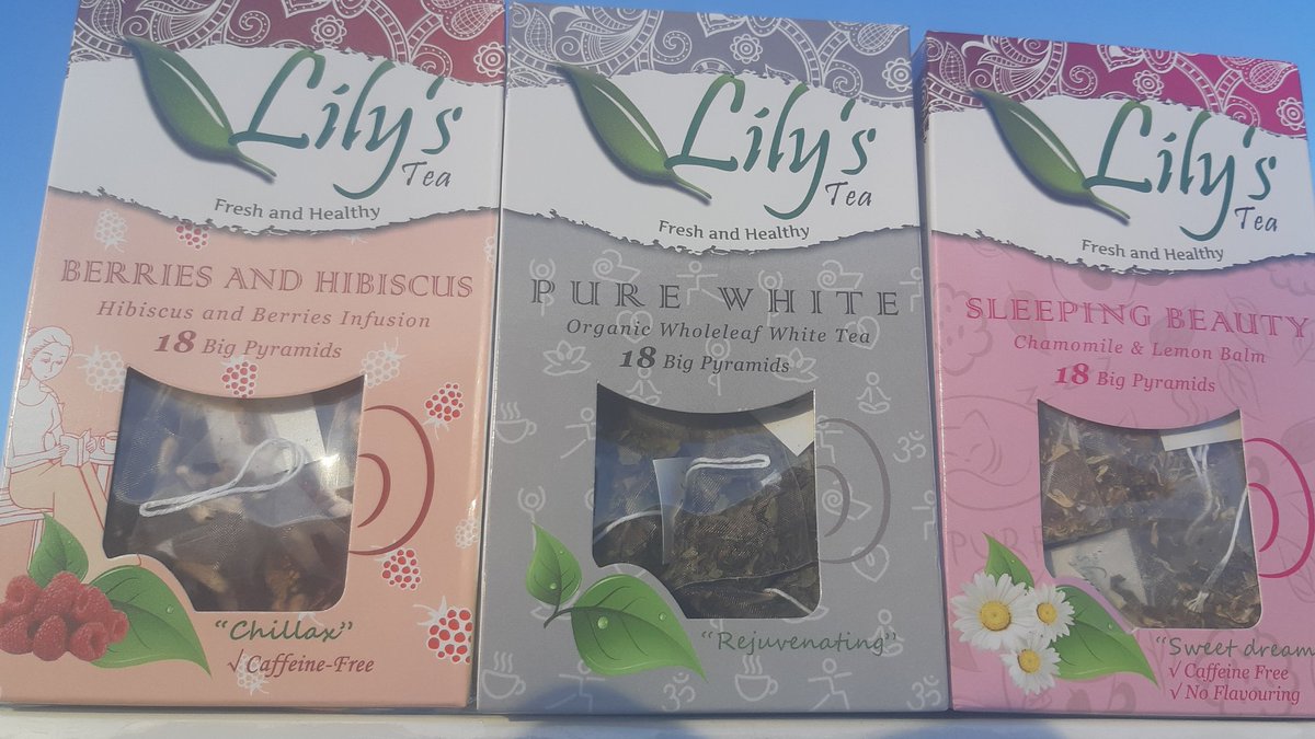 LilysTeaShop's tweet image. Delighted to be rolling out 3 more of our teas in our new packaging  😊
Same award-winning pure leaf Tea
In 100% biodegradable pyramids
Same value, 18 pyramids per box
80% less plastic packaging
20% less cardboard

#purewhite #whitetea
 #uselessplastic #organictea #foodacademy