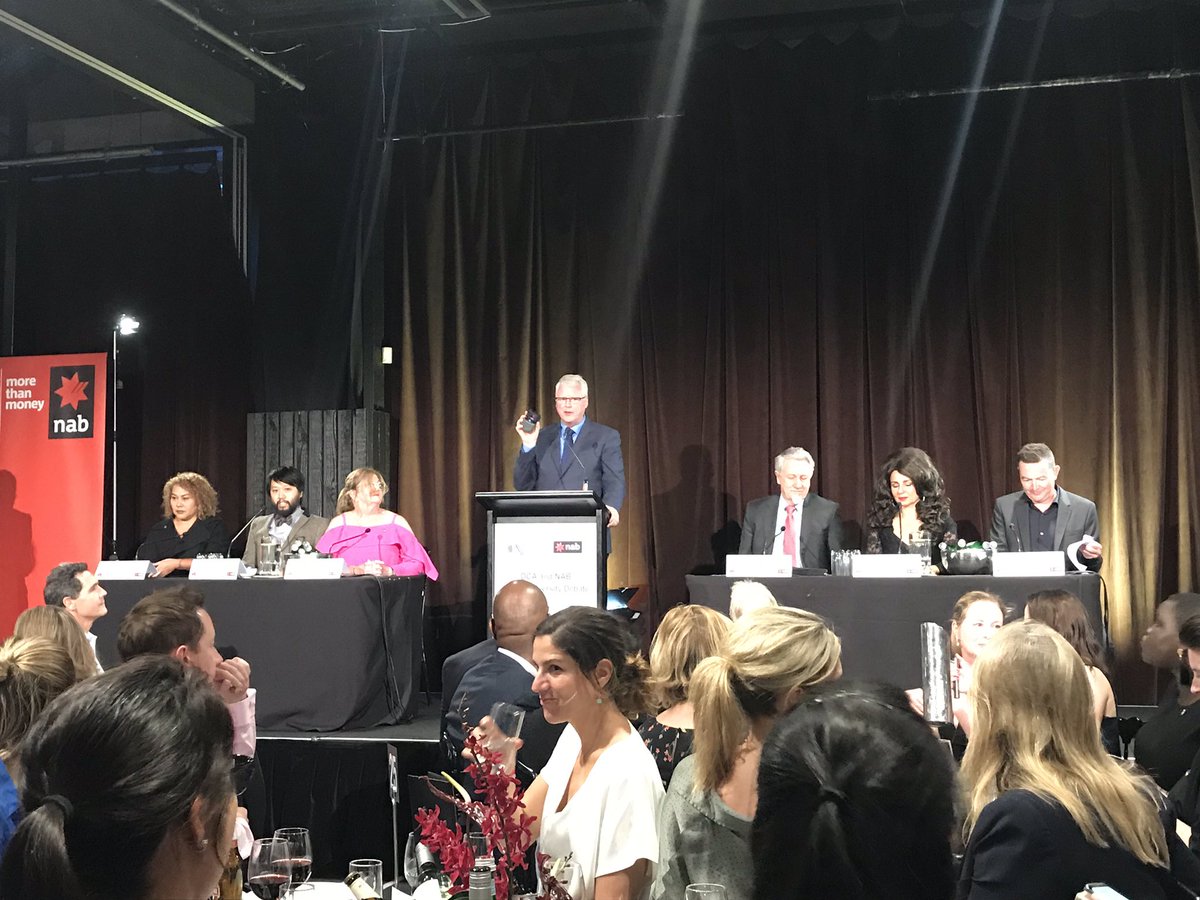 EmLouHai's tweet photo. Challenging discussion @DivCouncilAus #DCADebate annual dinner “Should you bring your whole-self to work?”  @EffieGoodThanks @Lawrence_Leung @jackheath https://t.co/GaJ3Gq7rEn
