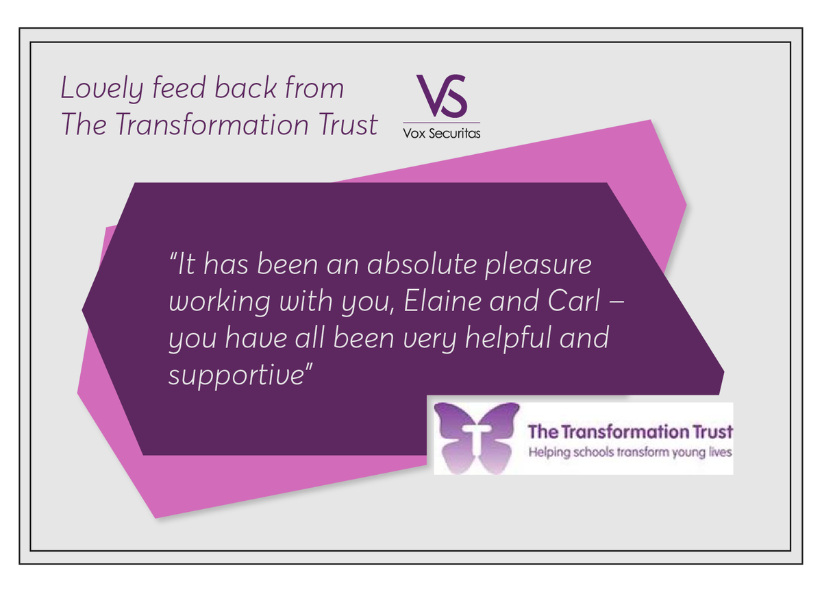 A lovely commendation from a much-valued client.