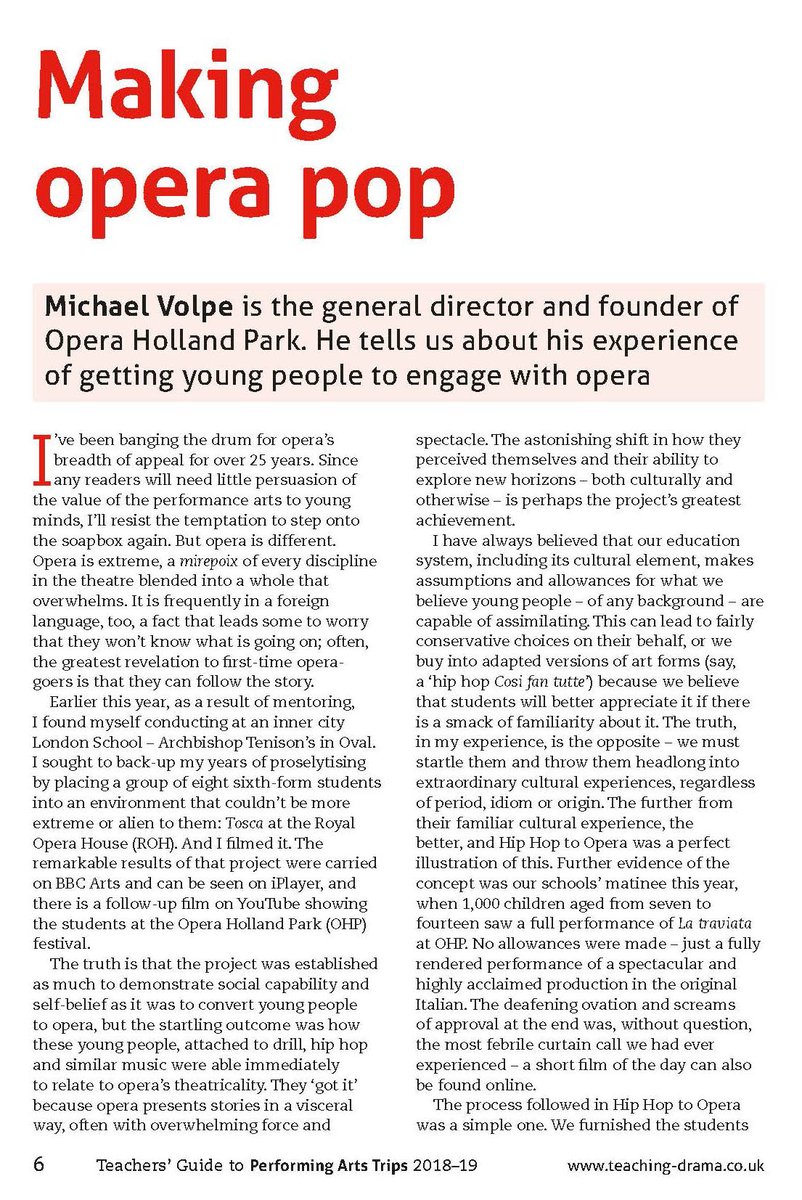 operahollandpk's tweet photo. Take a look at this article by @NoisyMV about getting young people engaged in opera, focusing on our #HipHop2Opera project. It also appears in @teachingdrama magazine. https://t.co/o7kcA7wyWO
