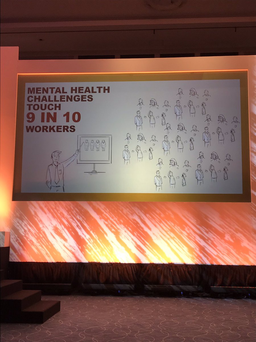 TinaDaheley's tweet image. Remember that 1 in 4 figure about mental health? New insights from Accenture at #ThisCanHappen18 conference reveal 90% of workers are affected by mental health challenges.