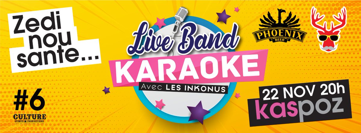PhoenixBeerMru's tweet photo. Ils sont jeunes, décalés, bourrés de talent et n’ont qu’une hâte: que tu viennes chanter avec eux tes titres préférés ! @LesInkonus t’attendent à #KasPoz ce jeudi 22 novembre pour une soirée live. Alors, laisse sortir l’artiste qui sommeille en toi! #zedinousante #livebandkaraoke https://t.co/QgkhLtdaOd