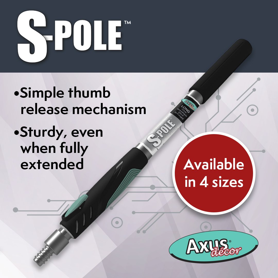 AxusDecor's tweet photo. The most practical extension pole is here! Check out our S-Pole extension pole range at this year’s P&amp;D Show. #axusdecor #designedbydecorators #spole #greyseries #extensionpole #thumbrelease #innovation #exclusive #practical #painting #decorating #PDShow2018 #coventry #ricoharena https://t.co/DX2LfSl70d