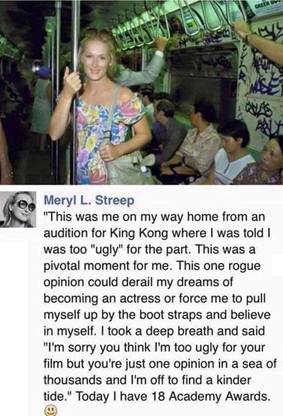 DaveBowlesActor's tweet photo. Brilliant ! All Actors will appreciate this...but I hope the person who said it to Meryl also reflects on it and takes a kinder approach in future when an Actor puts their heart into an audition.. One never knows when the light turned down will become a shining STAR ! :) https://t.co/kqW204Kkc9