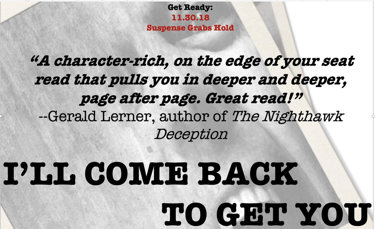 JeffCStevenson's tweet image. While you're waiting for November 30th, be sure to order a copy of @geraldauthor book &amp;amp; if you've already read it, leave a short review alerting others about how much you enjoyed it.--&amp;gt;goo.gl/gkYqke
 I'LL COME BACK TO GET YOU --&amp;gt; goo.gl/rsvFD1 @HellBoundBooks