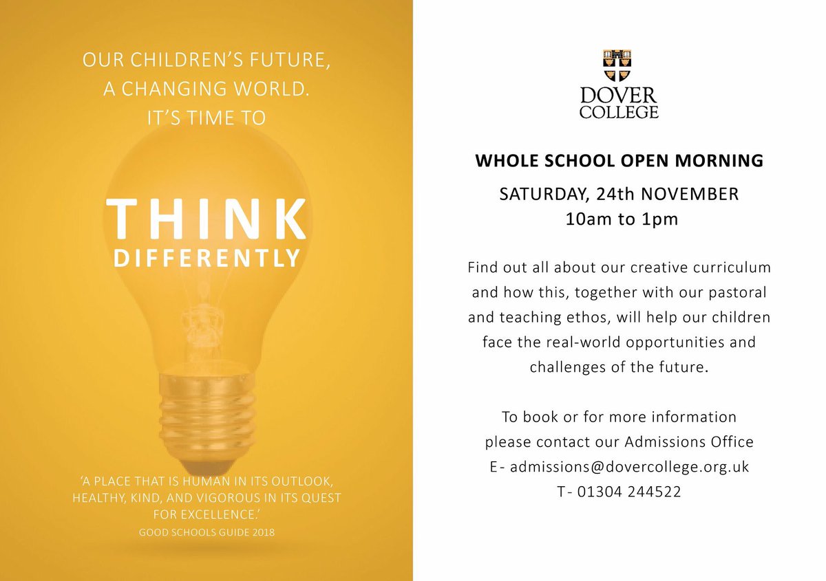 DoverPrep's tweet photo. There has never been a better time to ‘Think Dover College’ come and see for yourself #openmorning https://t.co/quwkKw1khx