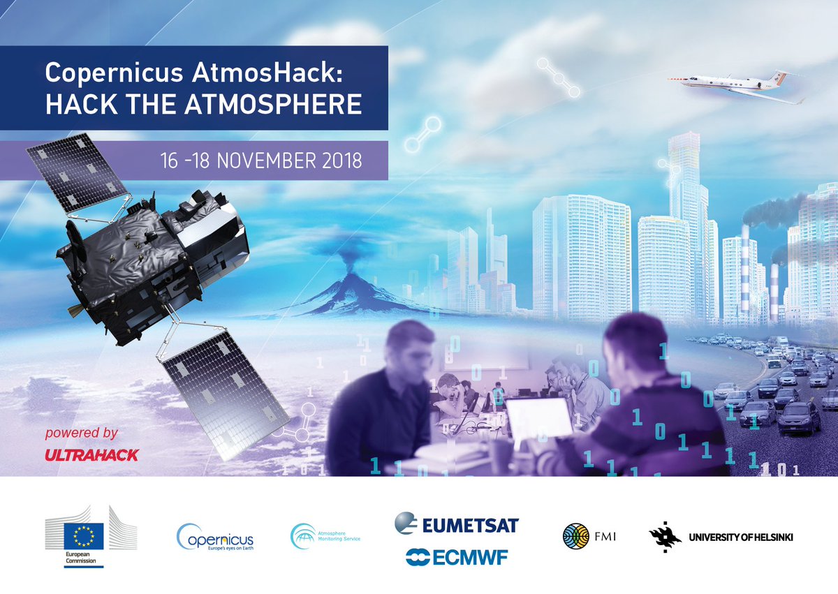eumetsat's tweet photo. A big thanks to the @EU_Commission & @CopernicusEU for providing #AtmosHack winners, AeroZee with access to the #Copernicus Accelerator Bootcamp, which will be held in #Marseille during EU Space Week on 3-4 Dec 2018. https://t.co/OkHsbmp0lm