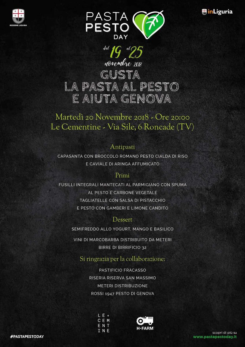 CarloVischi's tweet photo. Oggi #PastaPestoDay è a Le Cementine di @hfarmspa si cucinerà con il #pesto di @robertopanizza con #PastaFracasso e @riservaSmassimo i vini di #Meteri e le birre di @32Viadeibirrai e i formaggi di @PerPerenzin !
Tutti i ristoranti aderenti su 👉 https://t.co/bUaXRsSbZT https://t.co/vPS2yBF66g
