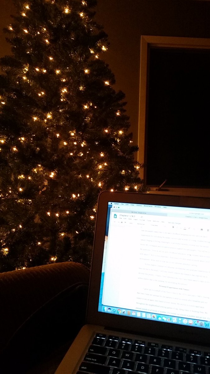 ADutke's tweet image. While I wish it was a fireplace, early morning paper reading/grading by the tree will do... #AlmostBreak