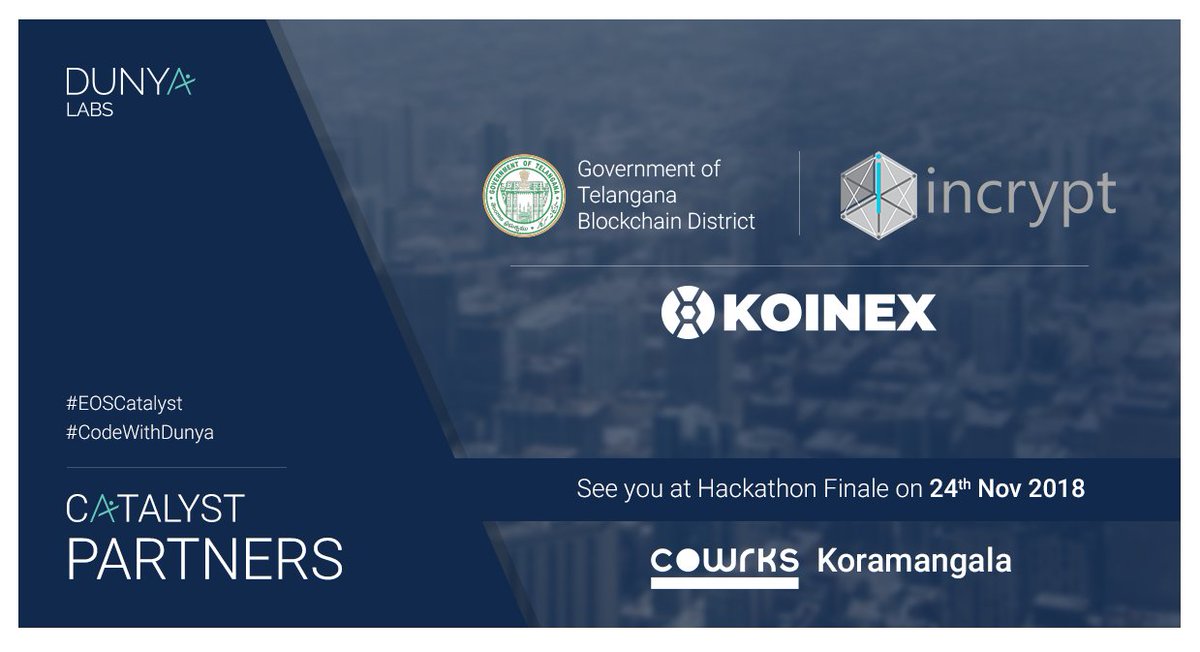 DunyaLabs's tweet image. As we approach the GRAND FINALE of our EOS Catalyst Series, special thanks to our wonderful Indian partners for making it possible #CodeWithDunya #DunyaLabs #EOSCatalyst @sumshetty @nitinsharma1 @koinexindia @MinIT_Telangana #incrypt @_duxfemina_ @SrikarVaradaraj @1GraceGuo