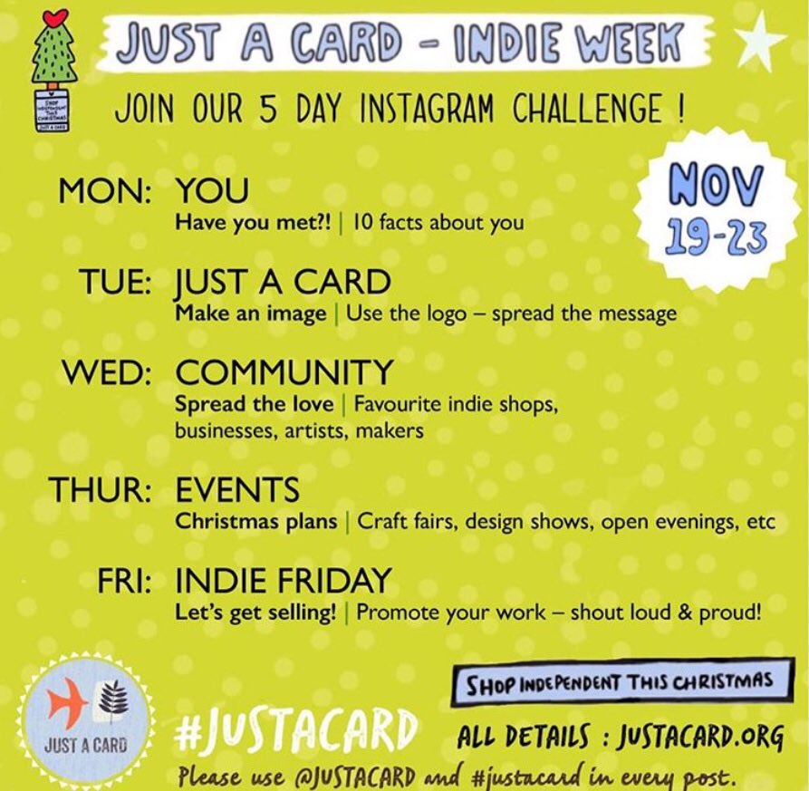 Have you checked out all the whizzy images being made on our insta? Whatcha waiting for?! You lovely creatives have some ingenious ways of spreading the message that small sales add up for indie businesses! 👀👀 instagram.com/justacard?utm_…
