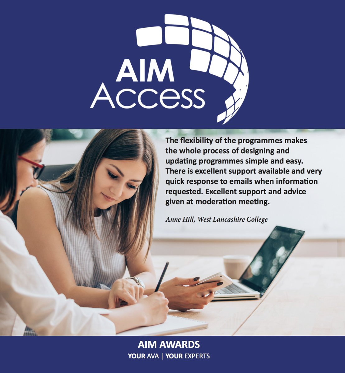 aim_qag's tweet image. Providing the best possible support to our centres is so important to us, this testimonial is evidence of that! 
Contact us to find out more about our Access to HE Diplomas
#enablingabetterfuture