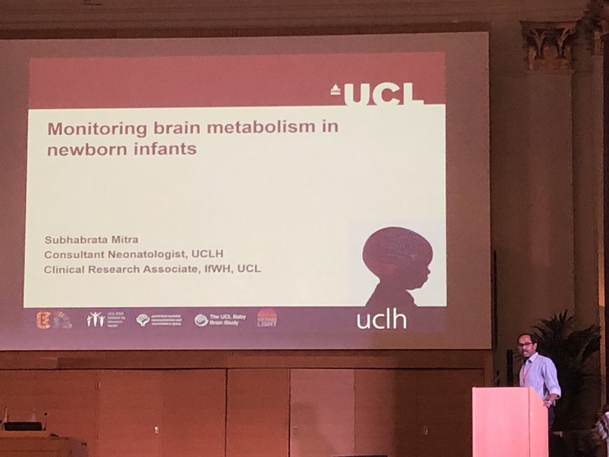 DrCGale's tweet photo. #NeonatalUpdate2018 Young Investigator Awardee @subhabratamitra discussing the monitoring of brain metabolism at the cot side https://t.co/qhQYKY87gx