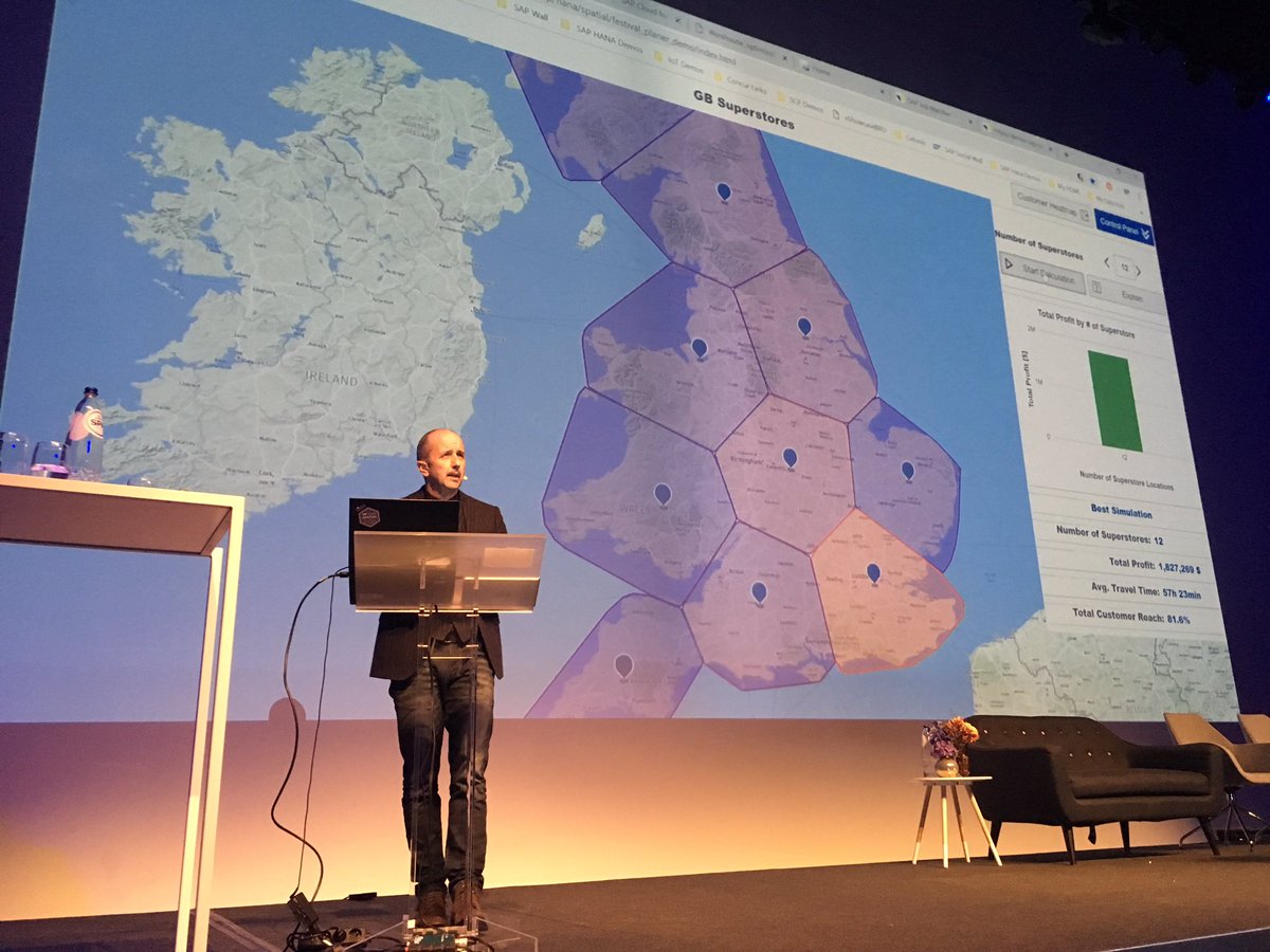 timoelliott's tweet photo. SAP’s @DidierHeck demonstrating the spatial technologies built into the #SAPHANA platform, at the SOA People Perfornance Day in Brussels #SOAperfday https://t.co/1oRudhc5tx