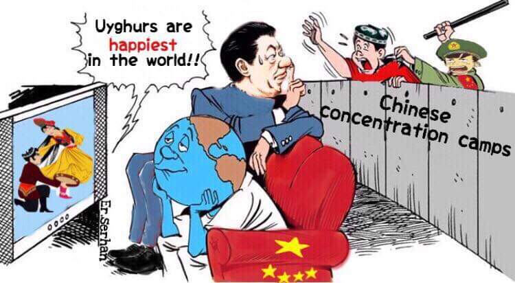 Uyghur Bulletin on Twitter: "Chinese concentration camps, cartoon by Ershat  Serhan.… "