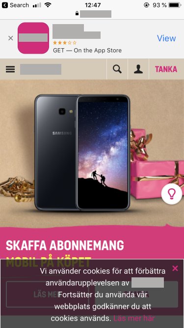 What happened to mobile browsing? How many things should I close before getting to the content (which is a big image by the way)? The survey, the consent or the suggestion for downloading the app? #UX #FAIL