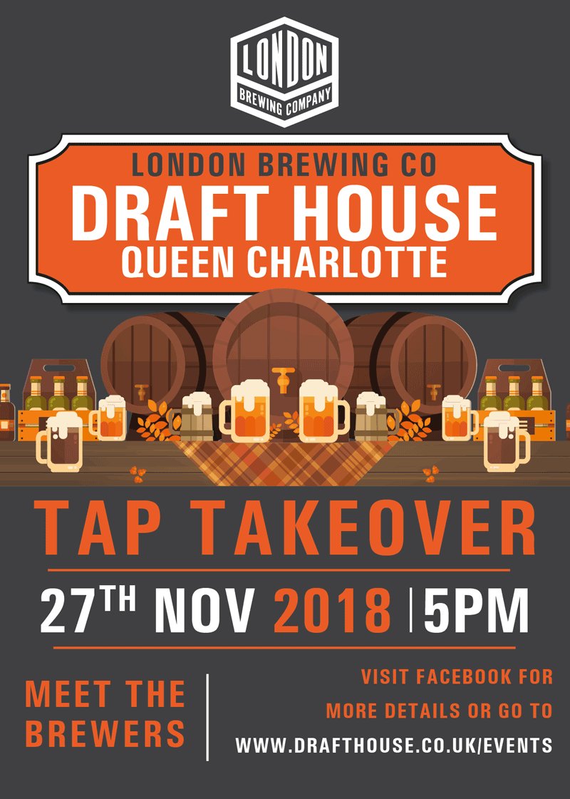 LondonBrewingCo's tweet photo. If you are around and about #goodge #street next week pop in for a pint of one of our range of #craftbeers @DraftHouseCS https://t.co/WvcBgP5udA