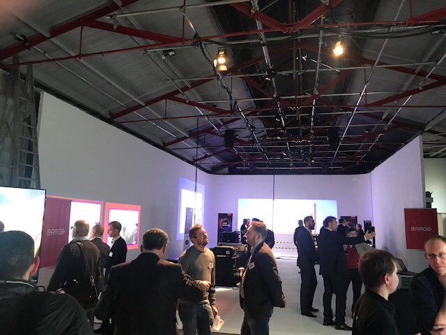 FUSIONspaces's tweet photo. Michael is attending the @Barco open house event in London today and tomorrow. He’s taken a corner sample of our #VisionWall frame to show a client. #UniSee #Barco #Technology https://t.co/DHkvI7fUhe
