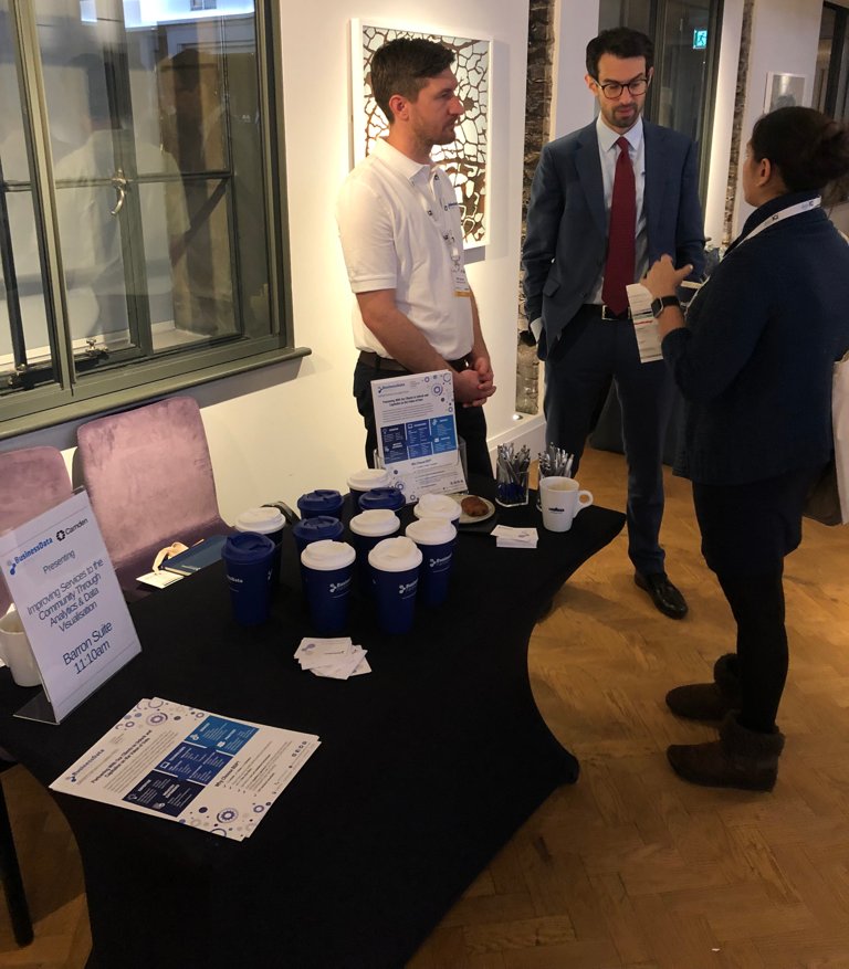 B_D_P_UK's tweet photo. Manoj and Sudip are all set-up for their session exploring the journey of how BDP and @CamdenCouncil have improved communities through data analytics and data visualisation @qlik @TheDataIQ #IQTransform2018 https://t.co/31ikEBqETi