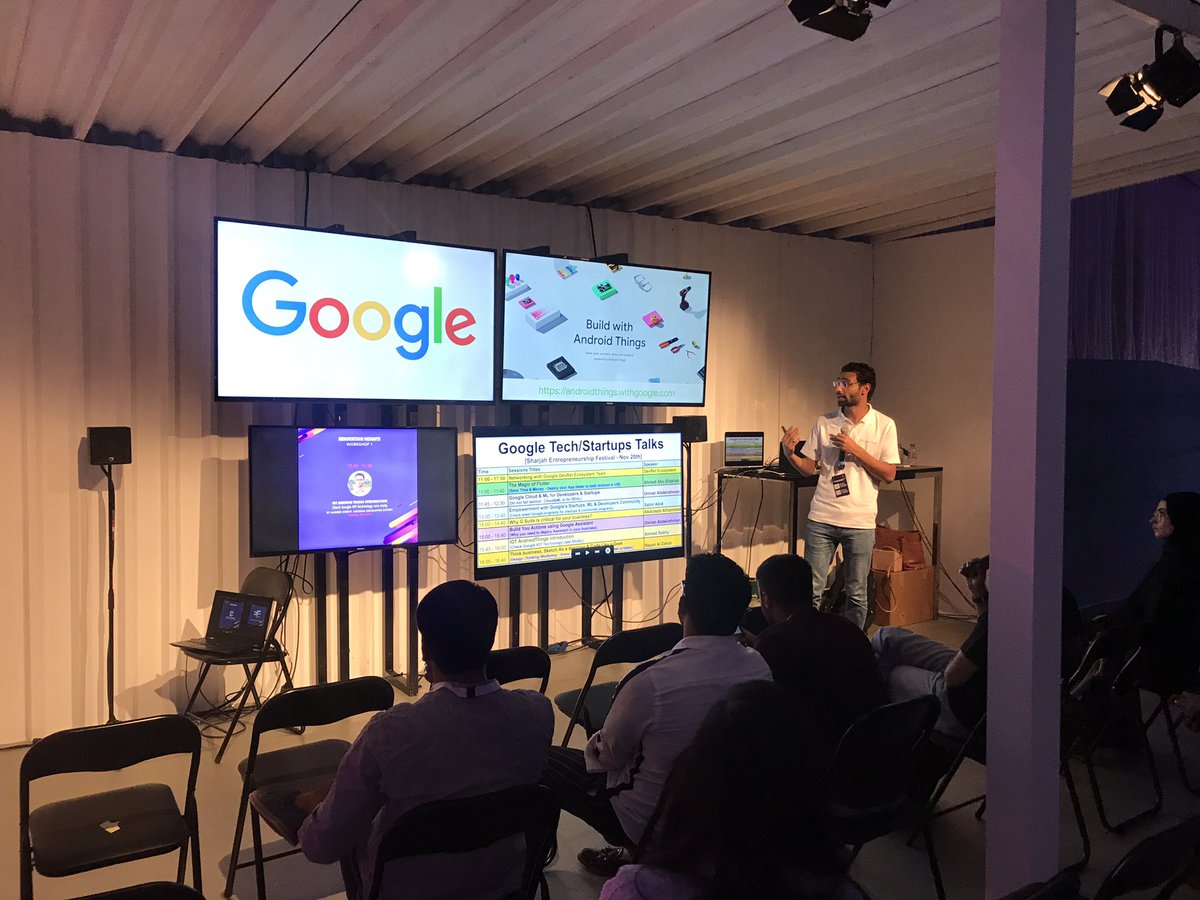 Omranic's tweet image. When you need to know about #IoT & #AndroidThings you’ve to attend @sobhydo session, like this one he did today @sharjahef #SEF18 #SharjahEF