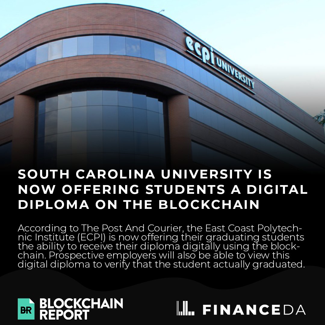 South Carolina University Is Now Offering Students A Digital Diploma On The Blockchain

Read more in detail here icow.at/2DMrghL

#SouthCarolinaUniversity #Digital #Blockchain #Education #Cryptocurrency