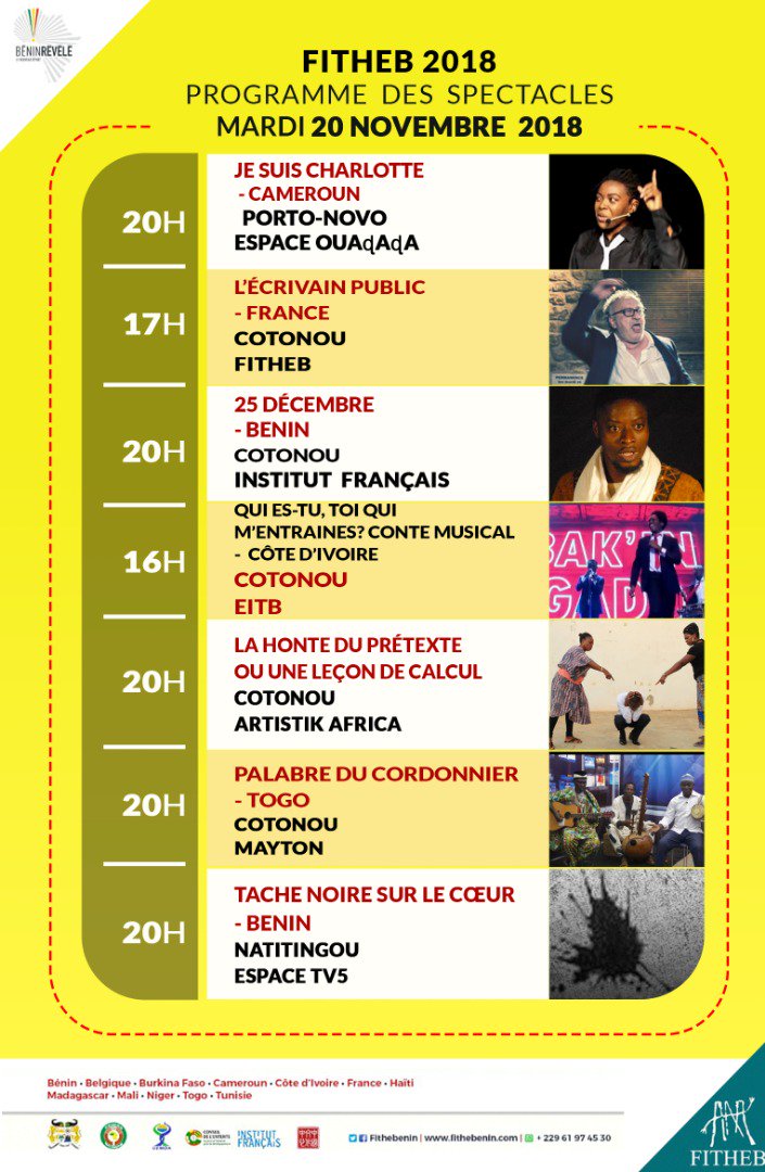 rogramme Fitheb de la journée du 20 Novembre 2018
#Culture #Wasexo #Afrique #DigitalBenin #Benin, #FITHEB2018 #team229, #fitheb