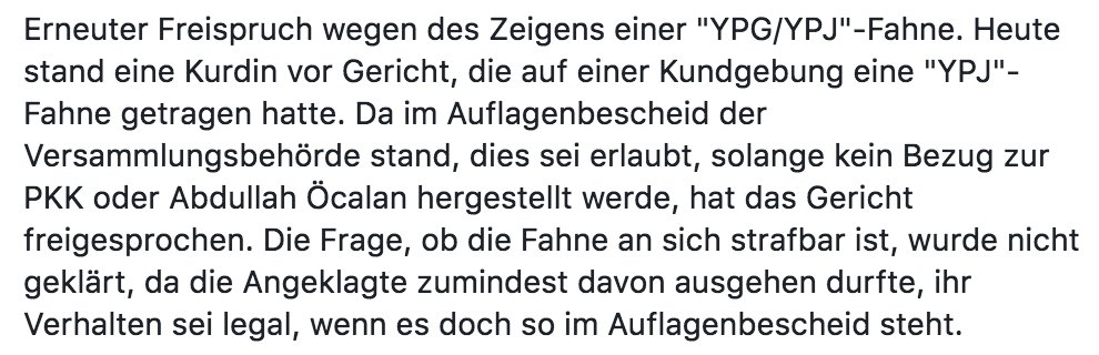 watch_union's tweet photo. Der Münchner Rechtsanwalt @MathesBreuer hat dem Staatsschutz München &amp; der Staatsanwaltschaft mal wieder gezeigt, wo der Hammer hängt. #YPG/#YPJ-Fahnen sind und bleiben legal, wenn sie keinen #PKK-Bezug herstellen. #Herrmann und #Bausback/#Eisenreich (#CSU) verlieren wieder. /MS https://t.co/Yj3BckwLO7