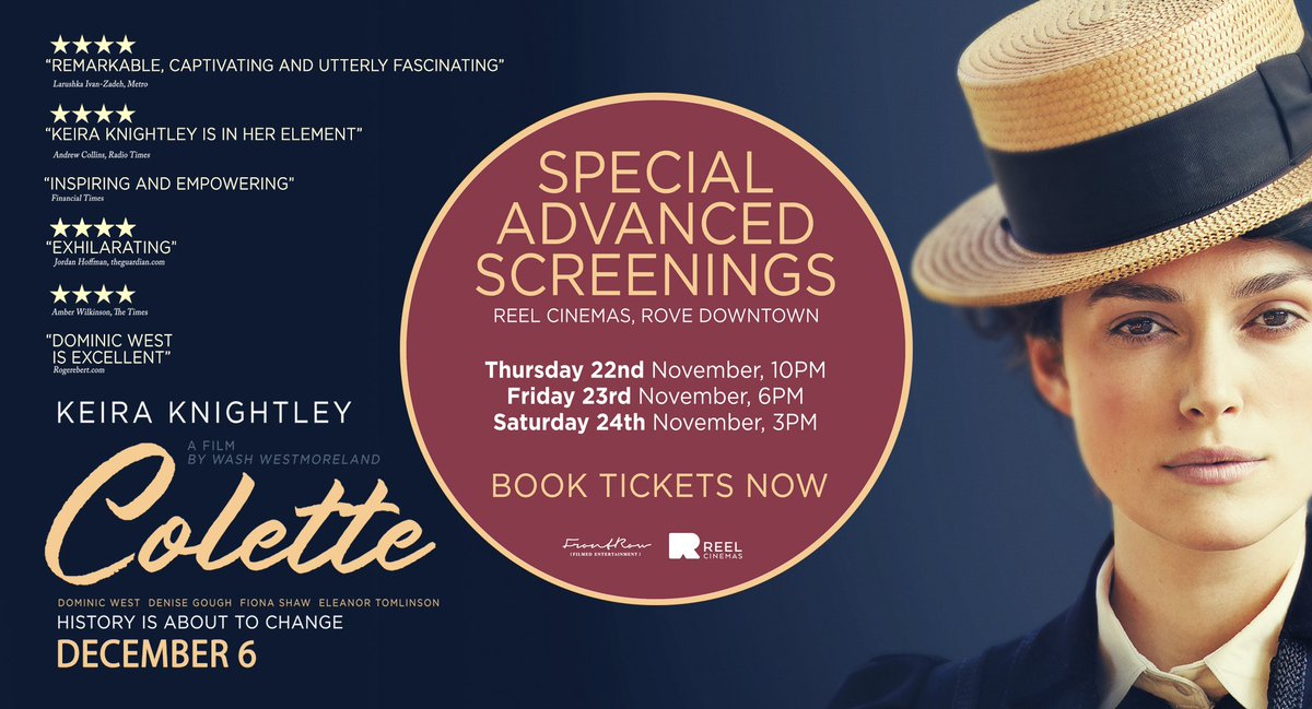 frontrowfilmsME's tweet photo. π£ Catch COLETTE's special advanced screenings starting November 22nd, only at @ReelCinemas! Book now: https://t.co/LXMe2mOixJ #ColetteME https://t.co/Zjg02l8quu