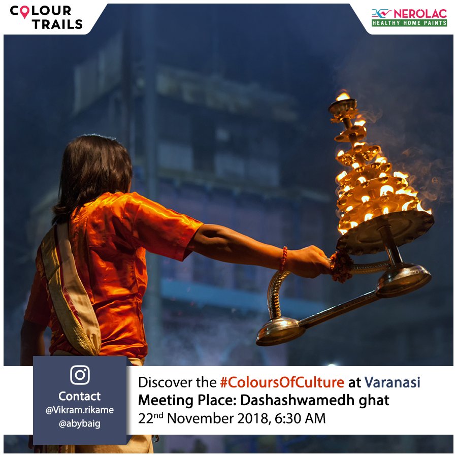 Nerolac_Paints's tweet photo. This Dev Deepavali, join in the celebration of gods and experience the scintillating festival of lights. Witness the #ColoursOfCulture by becoming a part of our Varanasi’s photo-walk, with #NerolacColourTrails. Register now https://t.co/0wVkE8nR3P https://t.co/KYLq0Xit7e