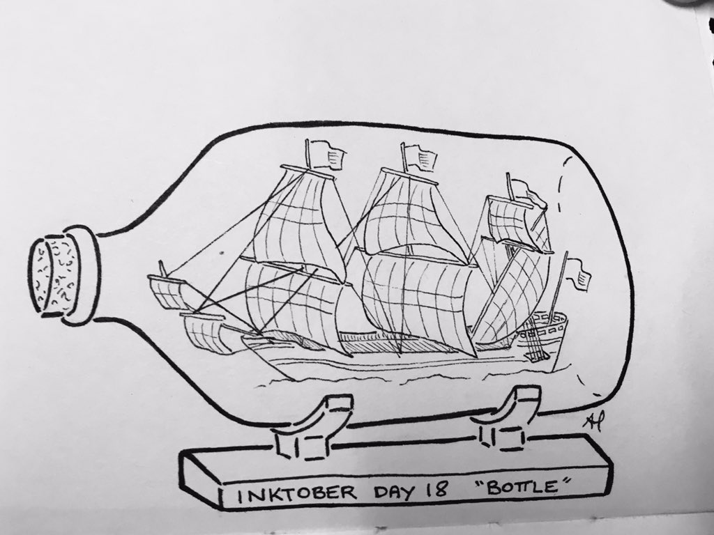Gumption_Girl's tweet photo. Inktober 2018 Day 18 "Bottle"

The idea was set pretty quickly as I love ships 
Execution was problematic 
No need to go into it all here

#inktober #inktober2018 #InktoberDay18 #bottle #shipinabottle #ship #brigantine #tallship #watercolours https://t.co/WYFNhdDLDg