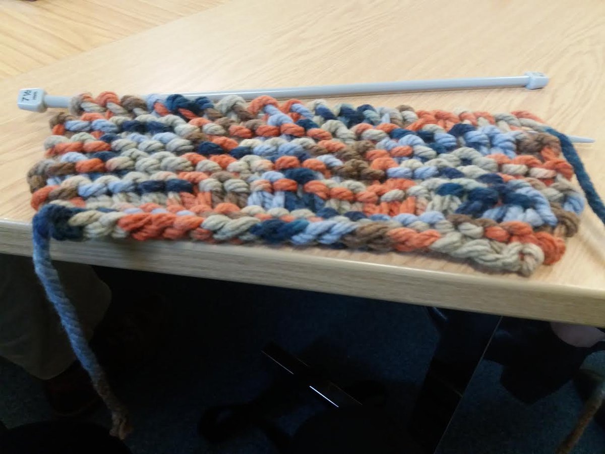 <a href="/LptCAudit/">LPT Clinical Audit</a> and NICE team taking some time out of a busy week for a bit of mindfulness.  Will hopefully be a full scarf by the end of the week!!!!