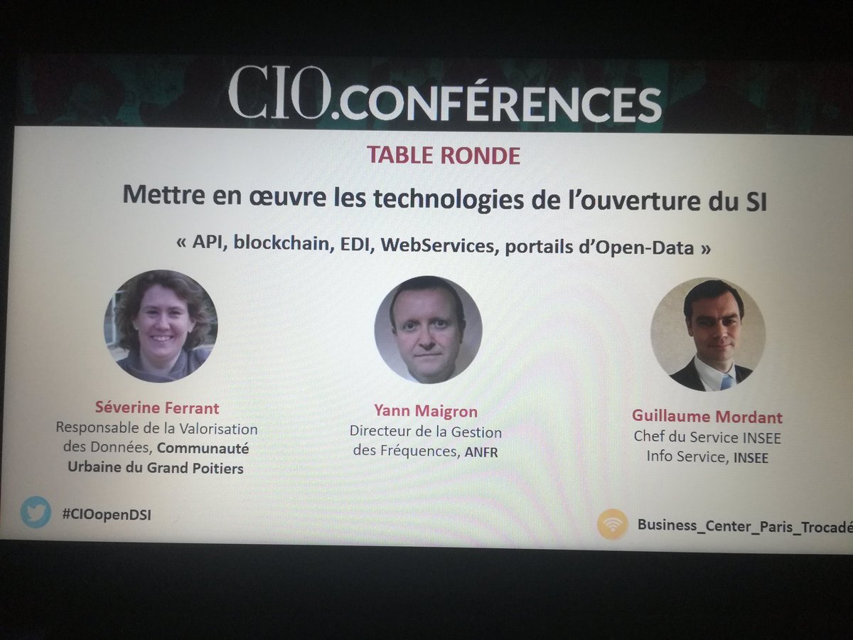 anfr's tweet photo. #CIOopendsi @Yann_Maigron de l’@anfr participait ce matin à la conférence @CIO_France « #openDSI : la DSI à la recherche de l’innovation » pour présenter la #Blockchain des fréquences, le portail #OpenData et les #WEBservices de l’ANFR https://t.co/L6qJdCwVS7