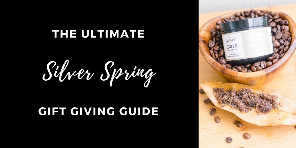 #ShopLocal with gifts from <a href="/handmadehabitat/">Handmade Habitat</a> <a href="/Stitchandrivet/">Stitch & Rivet</a> @thirdspacewell &amp; <a href="/marenaturals/">maré naturals</a> this holiday season! #SilverSpring bit.ly/2S2GUsi