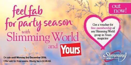 Driffield_SW's tweet image. Fab offer in @yoursmagazine out today! Free membership! Feel great for Christmas, join one of my @SlimmingWorld groups in #driffield on Thursday at @hotelfortyone 9am, 530/7.30pm #losingweight #healthyeating #weightloss