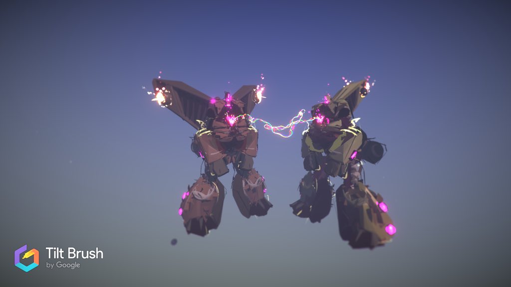 OgiAnima's tweet photo. A couple of stone mechs, about to drop their heaviest tracks. #vr #vrmech #vrillustration #vrconcept #vrconceptart #vrconceptdesign #vrartist #vranimation #vrartist #vrcreator #mecha #robot #bigrobot #giantrobo #duo #machine #ai #illustration #vrmodelling #modelling #tiltbrush https://t.co/MffmtqC2s8