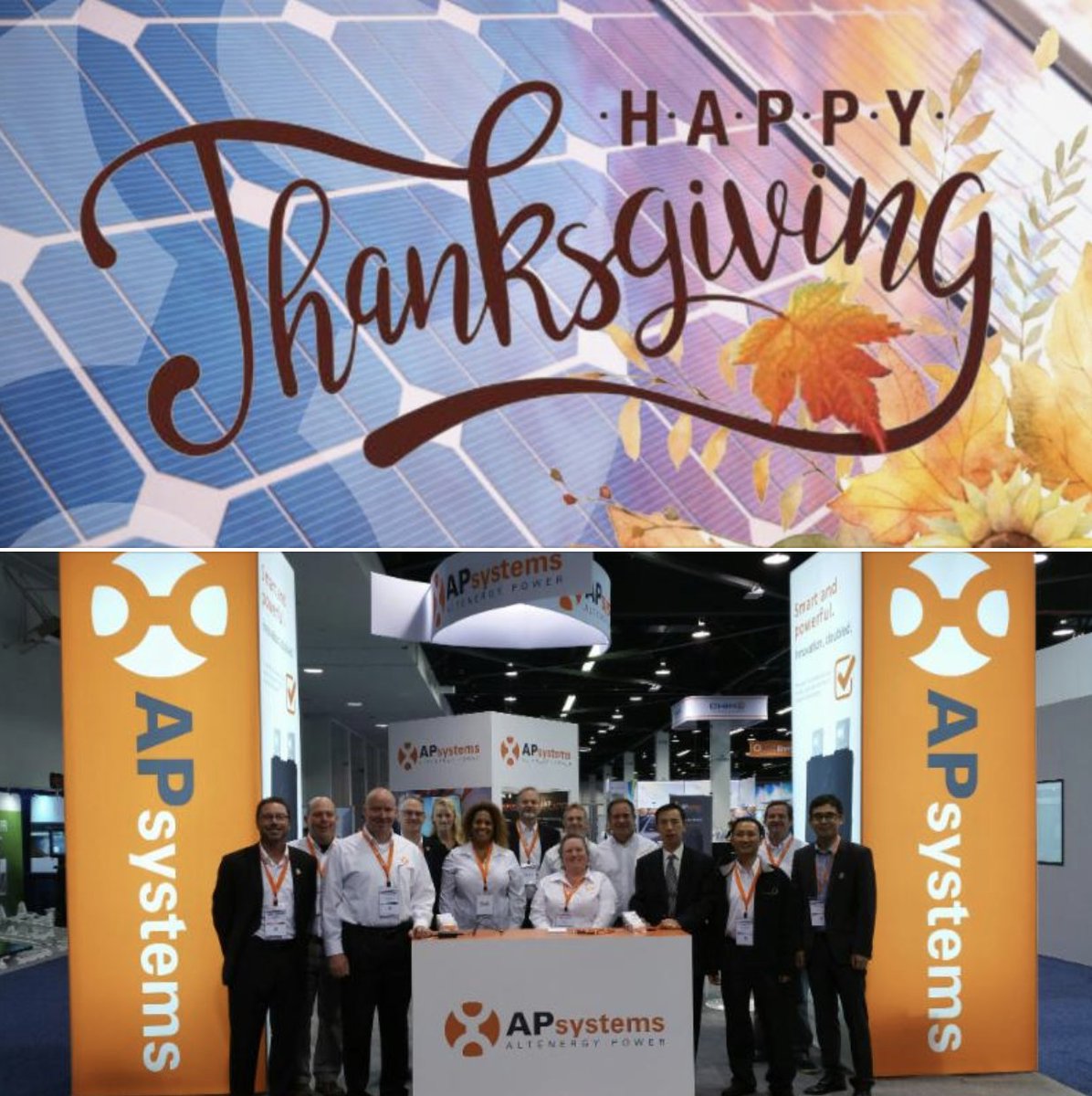 APsystemsSolar's tweet photo. With the national day of gratitude upon us, the APsystems team would like to extend our sincere thanks to all of our solar partners across the U.S. Read more: https://t.co/UoxSgzibH3 https://t.co/qg6FCBsJb4